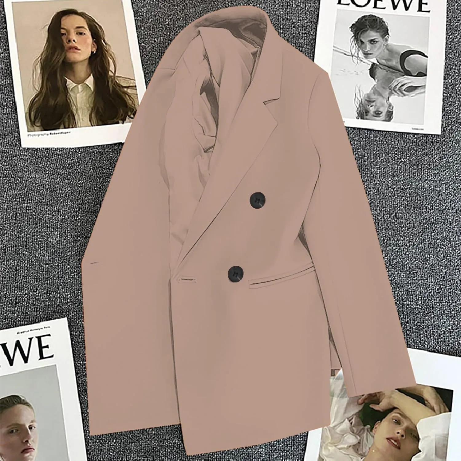 2025 Womens Work Office Blazer Jacket Casual Bussiness Blazers Open Front Long Sleeve Button Down Lapel Blazer