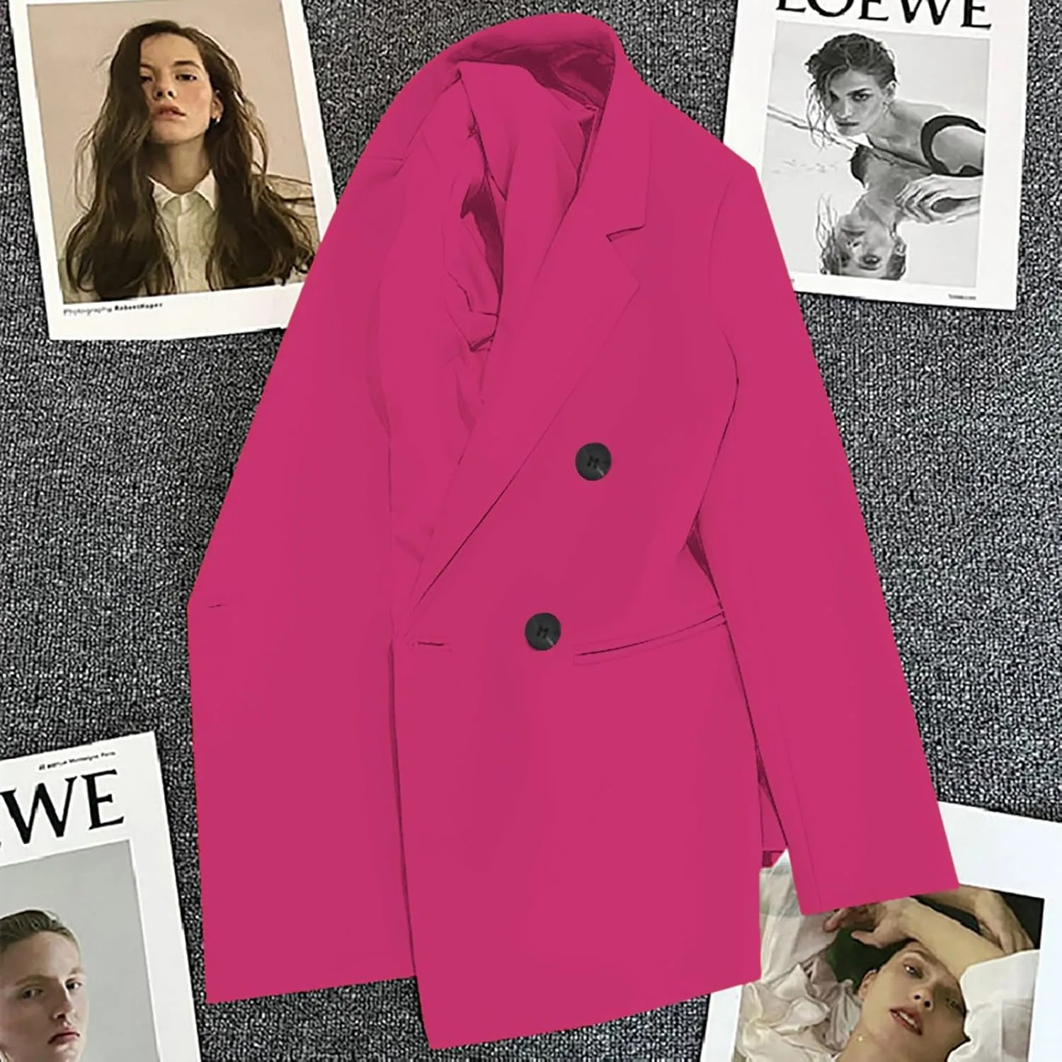 2025 Womens Work Office Blazer Jacket Casual Bussiness Blazers Open Front Long Sleeve Button Down Lapel Blazer