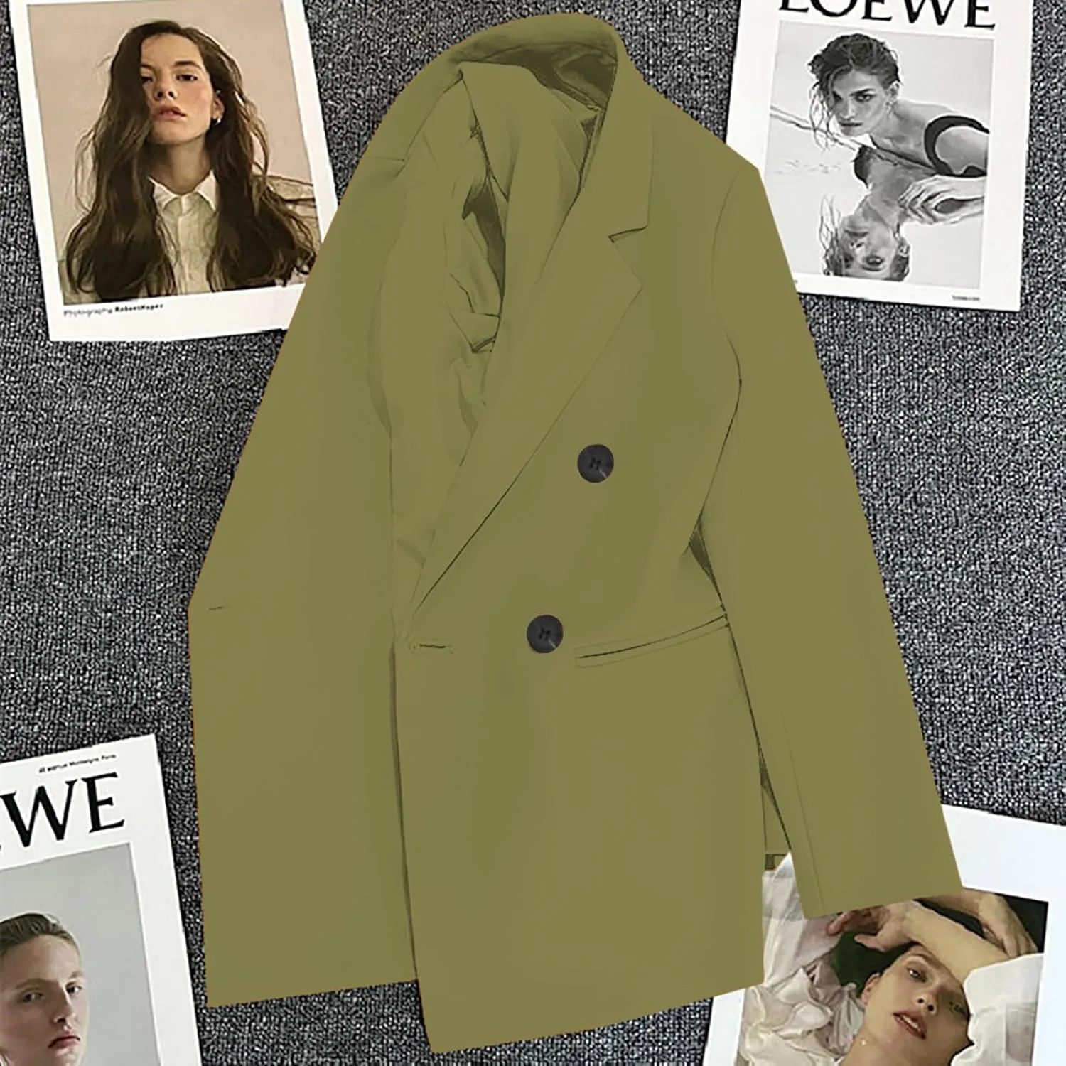 2025 Womens Work Office Blazer Jacket Casual Bussiness Blazers Open Front Long Sleeve Button Down Lapel Blazer
