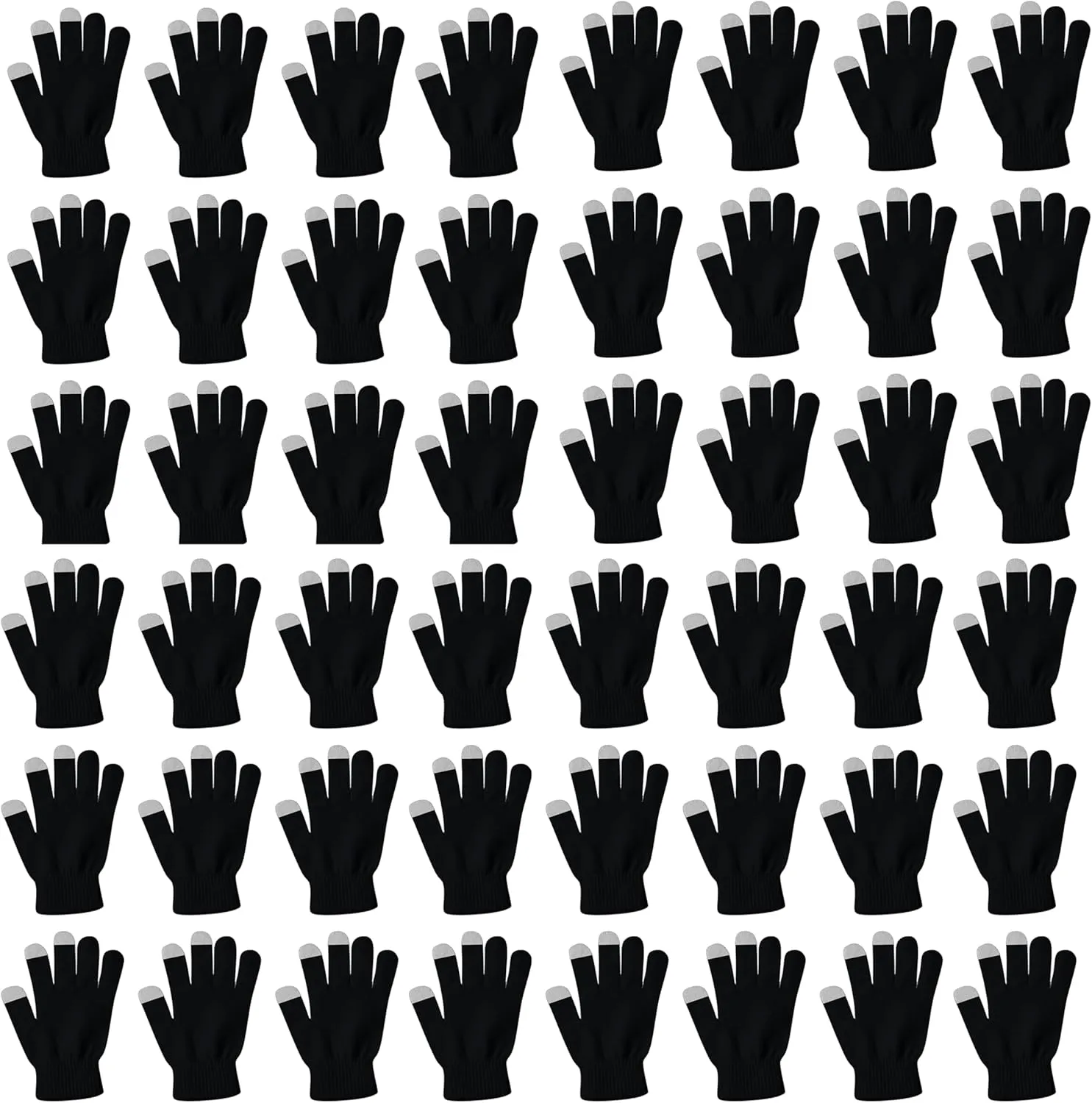 48 Pairs Winter Magic Gloves, Bulk Warm Brushed Interior, Stretchy Assorted Mens Womens