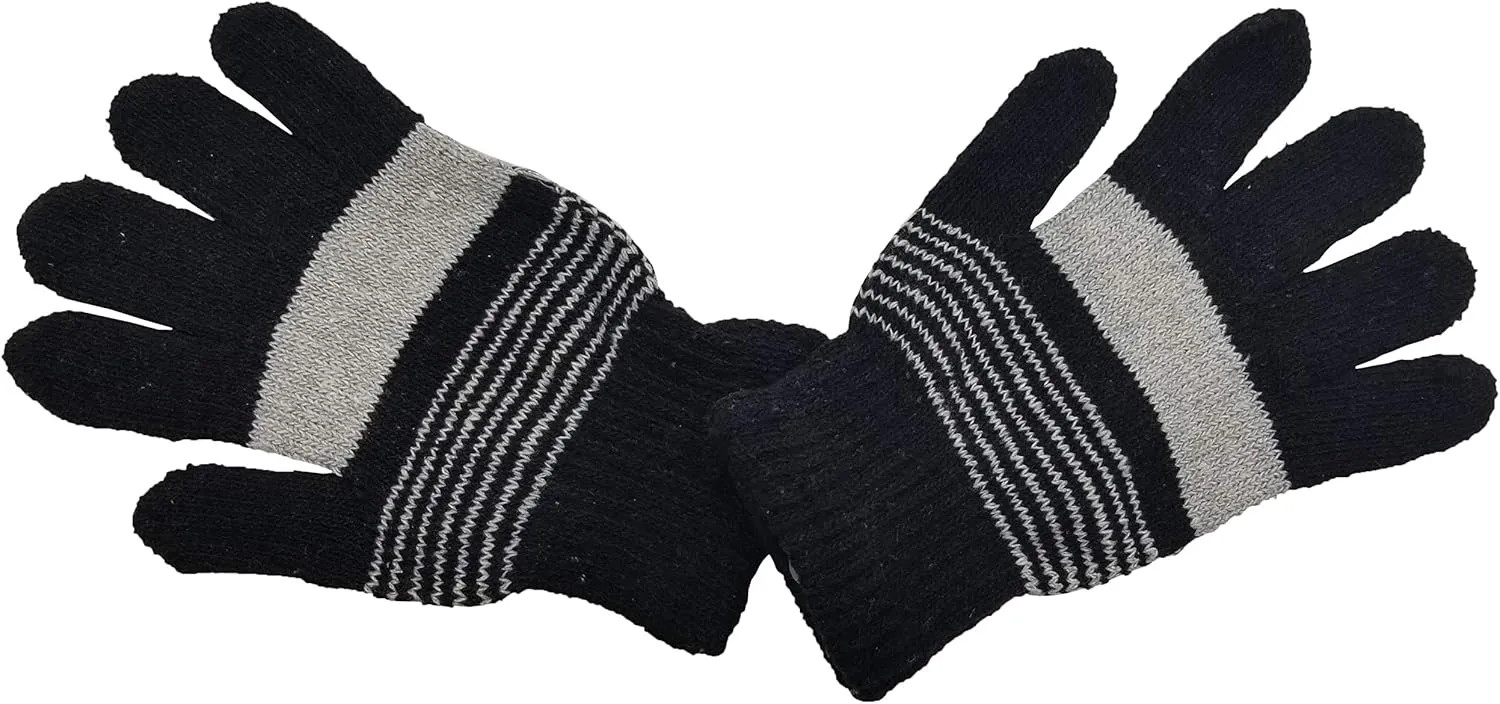 48 Pairs Winter Magic Gloves, Bulk Warm Brushed Interior, Stretchy Assorted Mens Womens