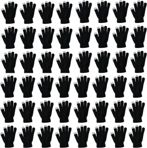 48 Pairs Winter Magic Gloves, Bulk Warm Brushed Interior, Stretchy Assorted Mens Womens