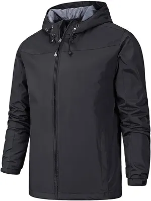 Alloaone Men Jackets Windproof Waterproof Solid Color Jackets Hooded Outdoor Mountaineering Jackets