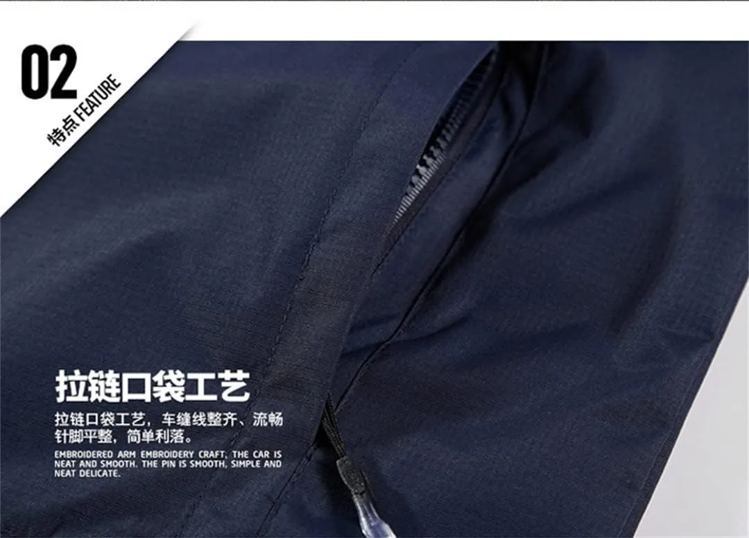 Alloaone Men Jackets Windproof Waterproof Solid Color Jackets Hooded Outdoor Mountaineering Jackets