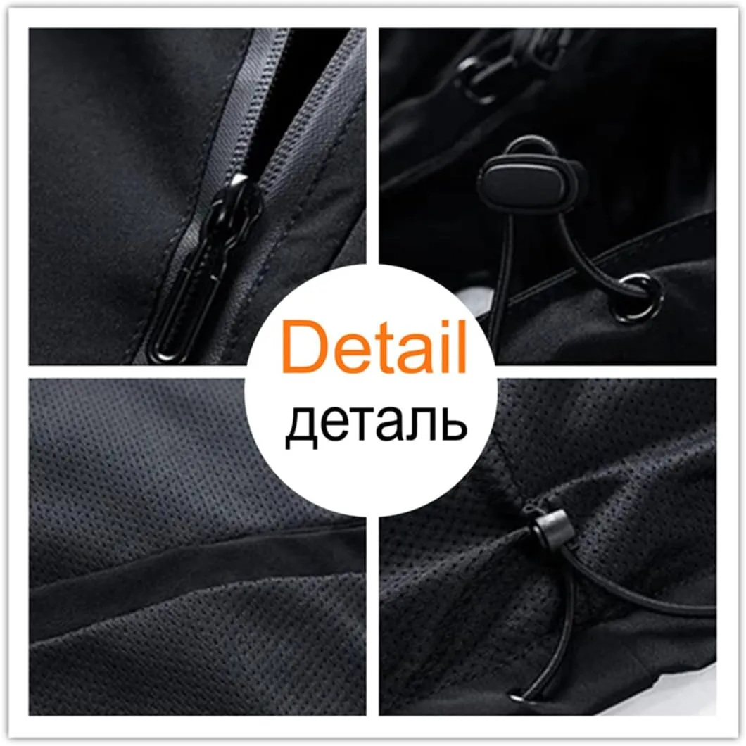 Alloaone Men Waterproof Jackets Black White Solid Hooded Jackets Slim Fit Outwear Coats