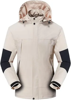 Alloaone Men Waterproof Jackets Black White Solid Hooded Jackets Slim Fit Outwear Coats