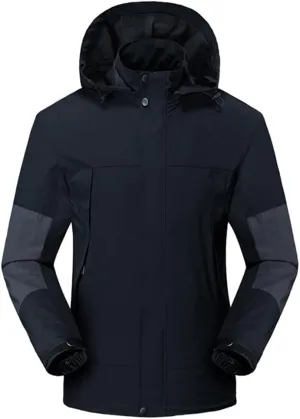 Alloaone Men Waterproof Jackets Black White Solid Hooded Jackets Slim Fit Outwear Coats
