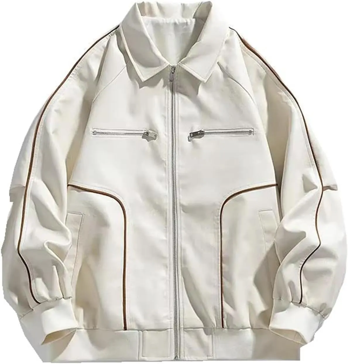American Vintage Neck Motorcycle Jackets, Men's Spring and Summer Loose Casual Work Jackets