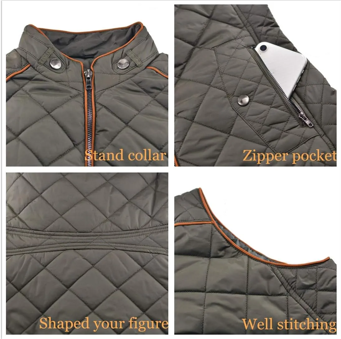 Anienaya Women's Lightweight Quilted Jacket Stand Collar Zip Warm Winter Coat Outwear w 2 Pockets