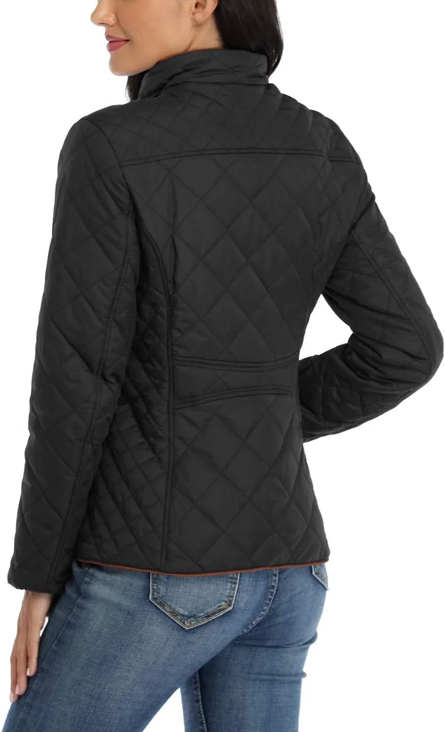 Anienaya Women's Lightweight Quilted Jacket Stand Collar Zip Warm Winter Coat Outwear w 2 Pockets