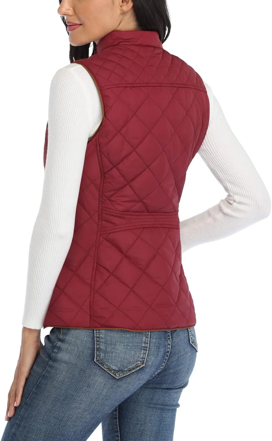 Anienaya Women's Quilted Vest Lightweight Padded Gilet Stand Collar Sleeveless Zip Up Puffer Warm Jacket w 2 Pocket