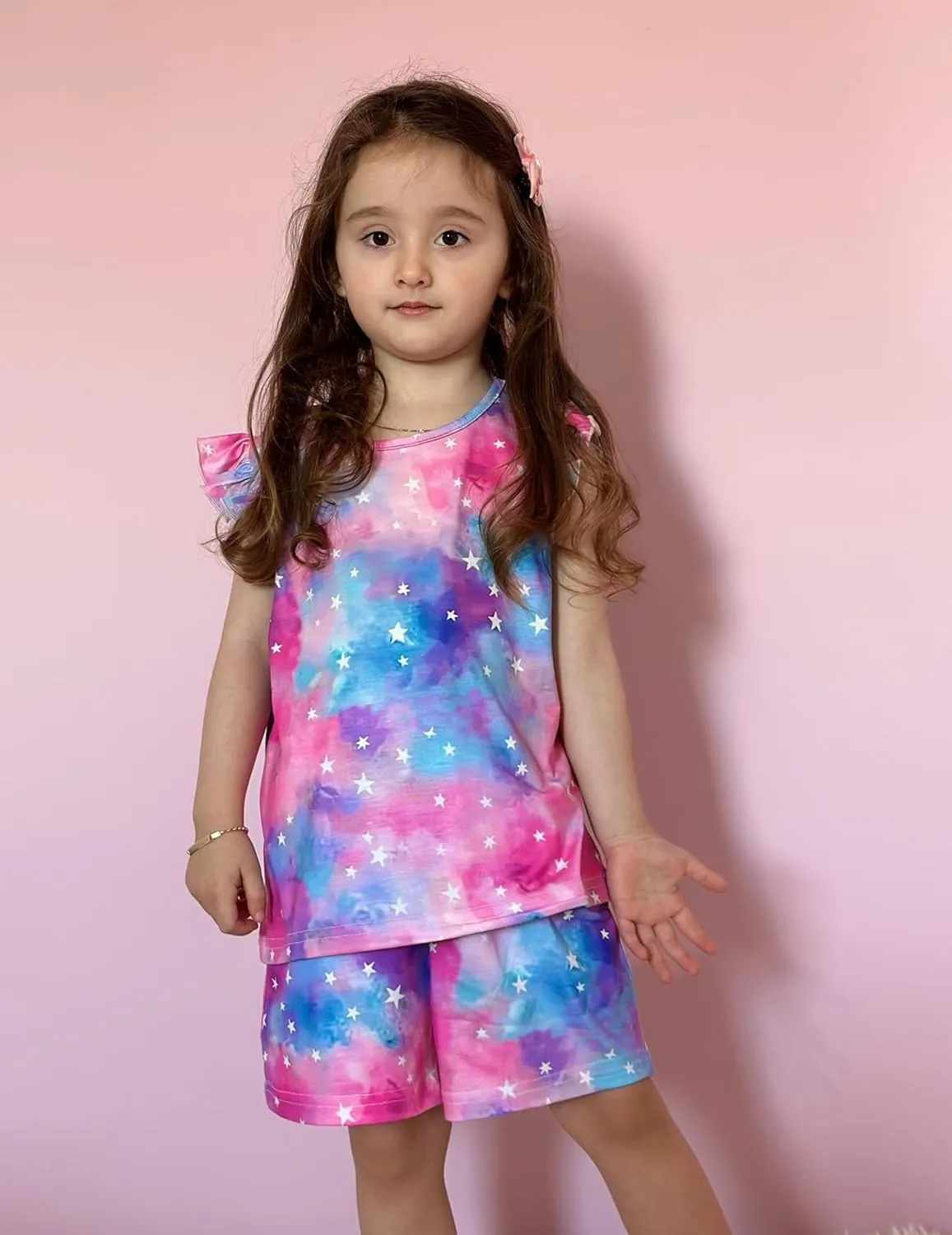 Arshiner Girls Pajamas Set Short Sleeve Pjs Sleepwear 3PCS Summer Lounge Sets Nightwear