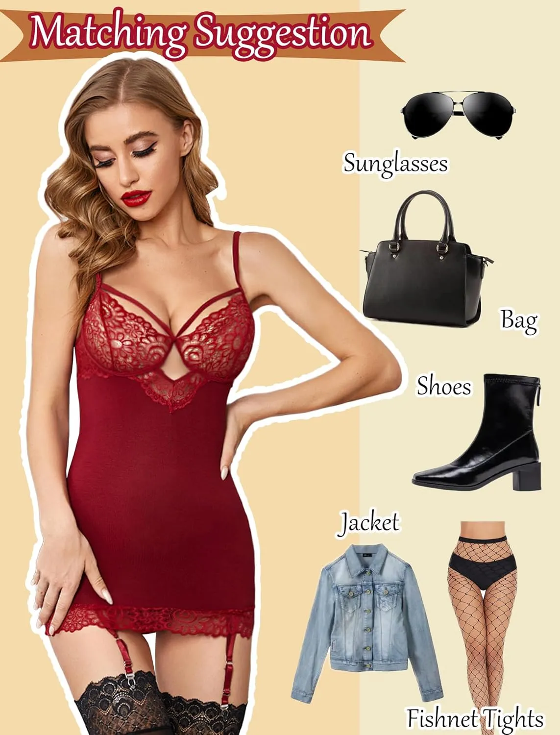 Avidlove Lingerie for Women Teddy Bodysuit with Garter Belt Lace Babydoll Full Slips No Stockings