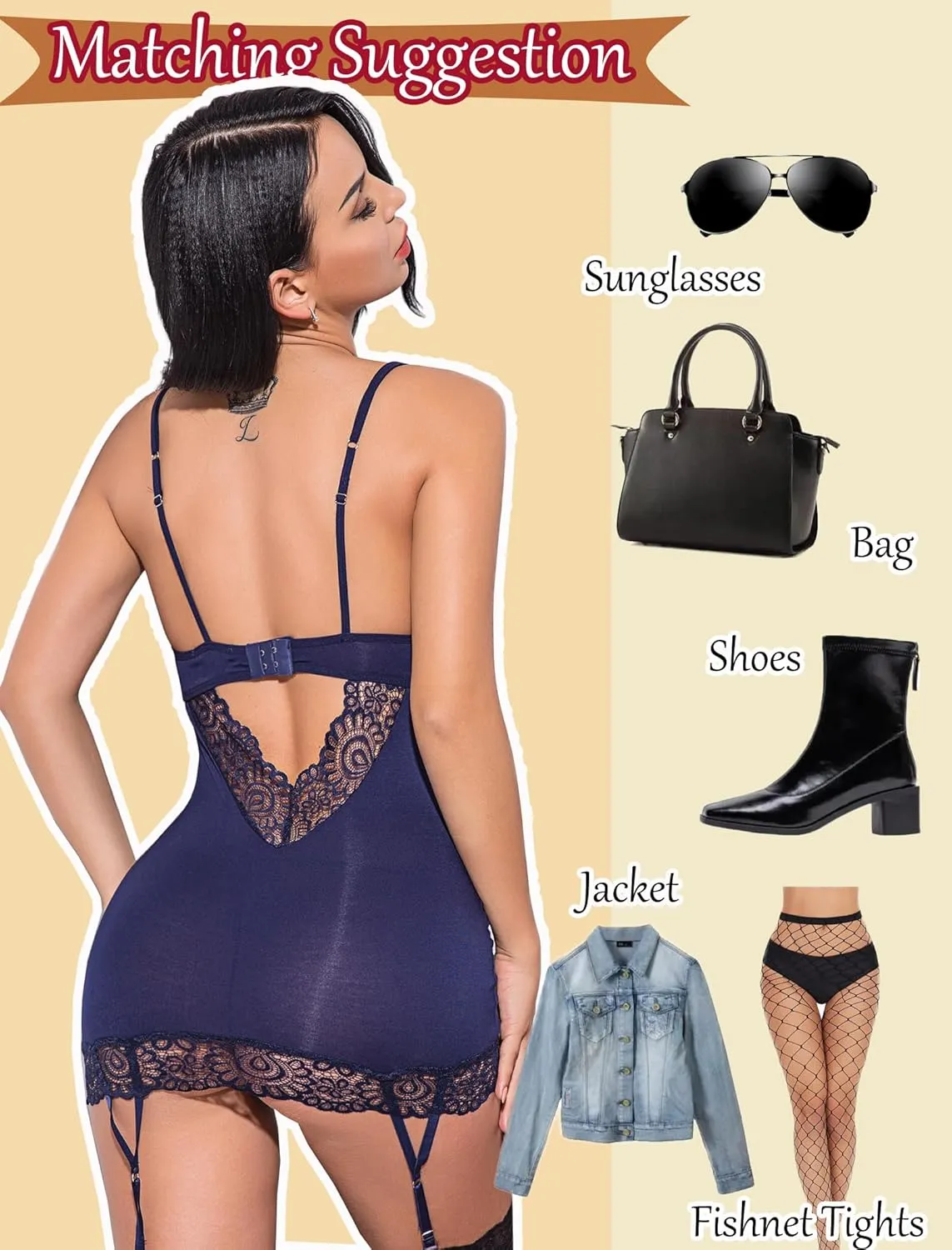 Avidlove Lingerie for Women Teddy Bodysuit with Garter Belt Lace Babydoll Full Slips No Stockings