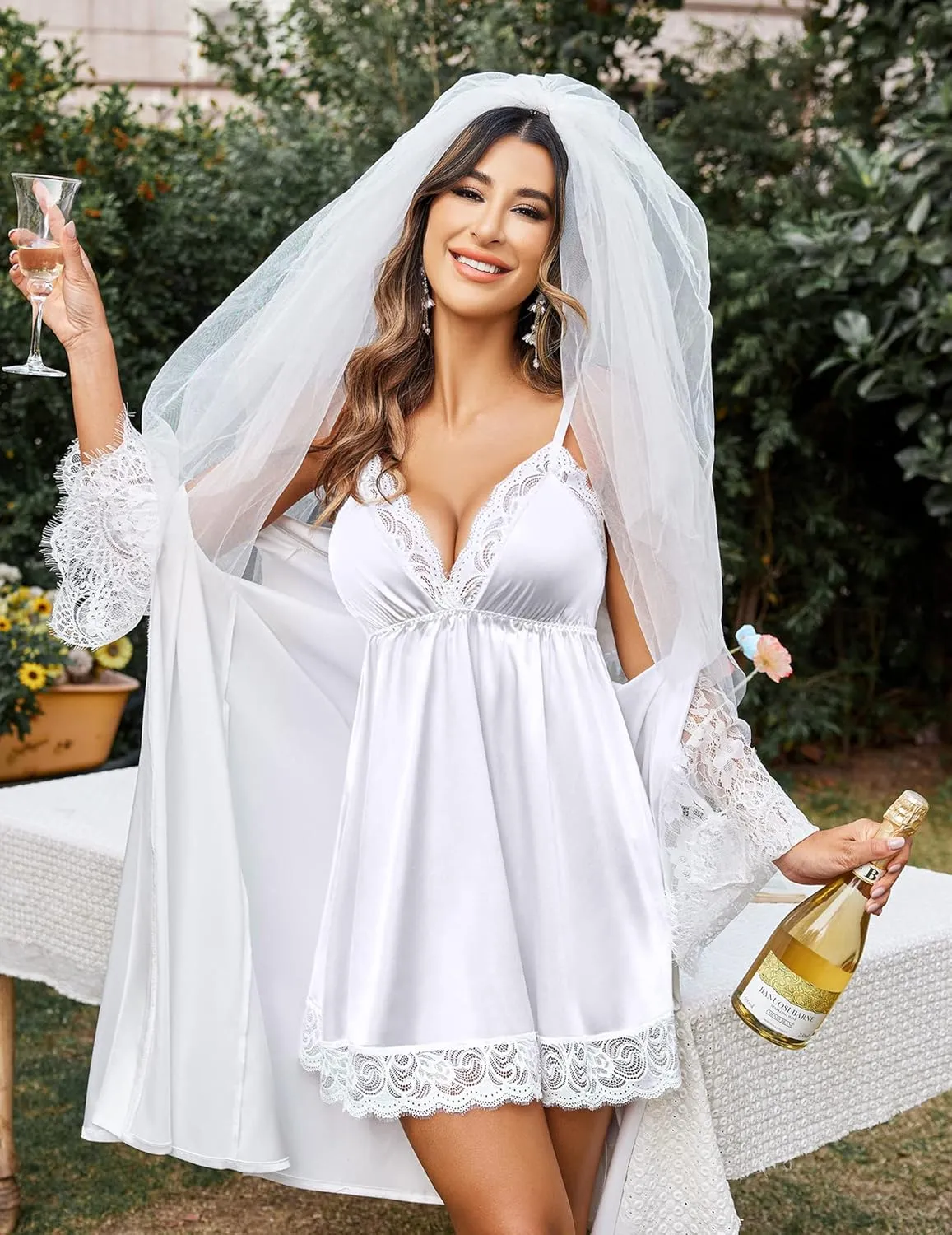 Avidlove Women Lace Nightgown Satin Chemise Sexy Lingerie Dress V Neck Sleepwear Slips Nightie