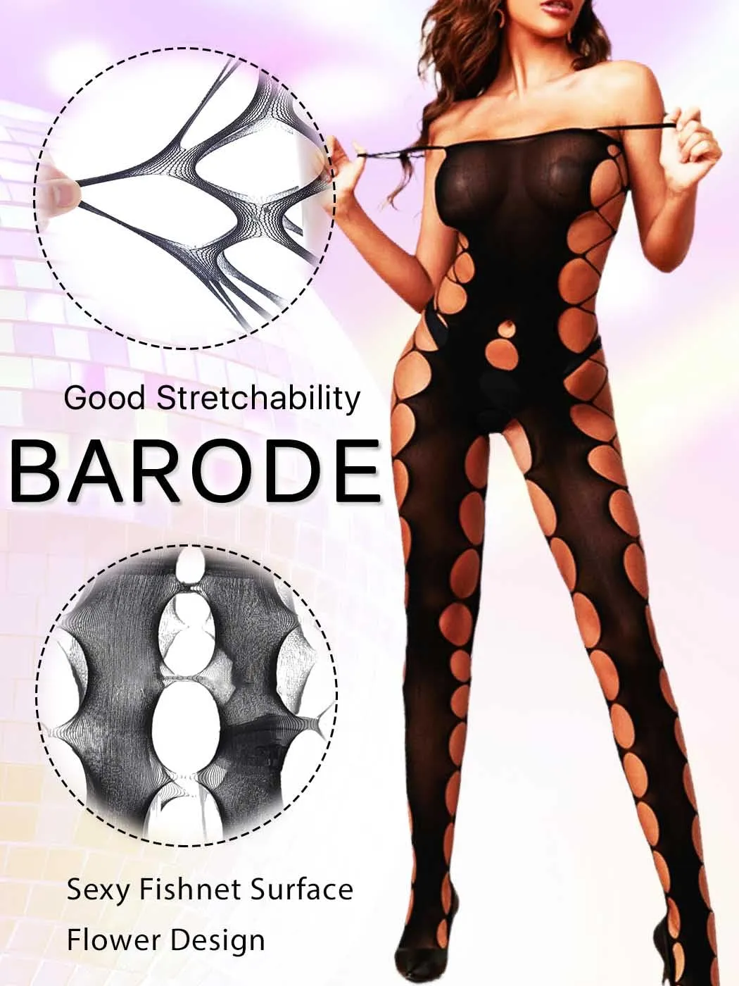 Barode Women’s Lingerie Bodystockings Sexy Fishnet Bodysuit Mesh Body Stockings Lingerie Lace Tight Nightwear Bodystocking (G)