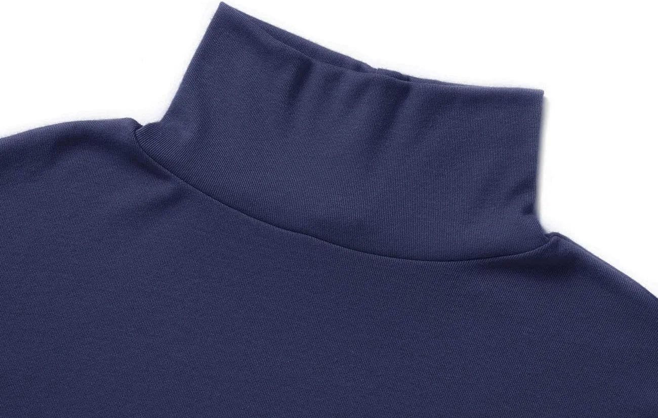Beauhuty Men's Basic Turtleneck Long Sleeve T-Shirts Fleece Knitted Casual Pullover Top