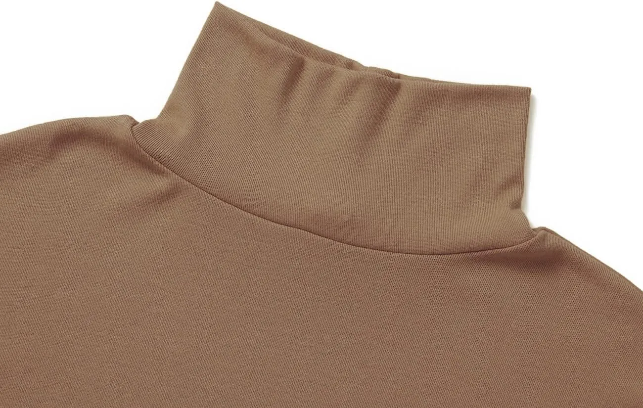 Beauhuty Men's Basic Turtleneck Long Sleeve T-Shirts Fleece Knitted Casual Pullover Top