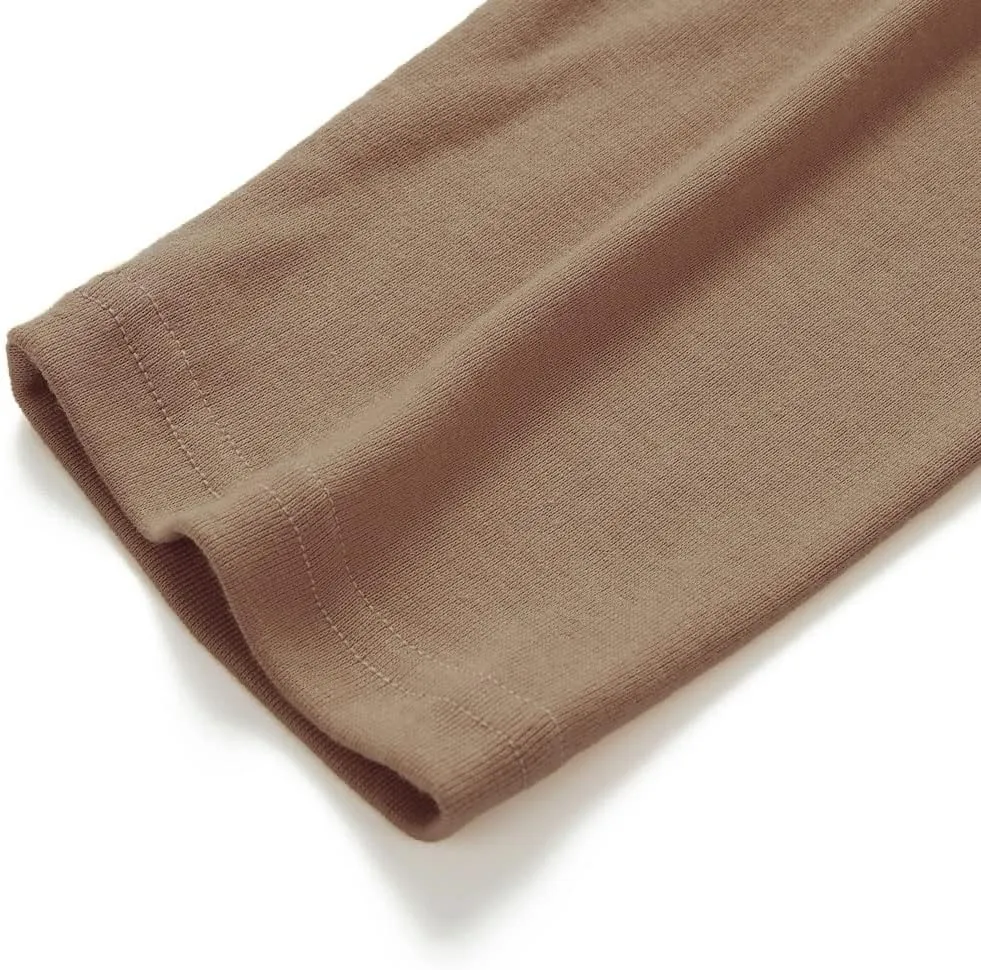 Beauhuty Men's Basic Turtleneck Long Sleeve T-Shirts Fleece Knitted Casual Pullover Top