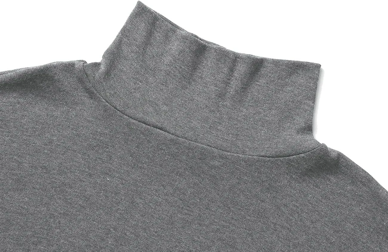 Beauhuty Men's Basic Turtleneck Long Sleeve T-Shirts Fleece Knitted Casual Pullover Top