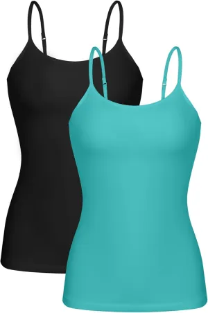 beautyin Cotton Camisole Tops for Women Shelf Bra Adjustable Spaghetti Strap Tank Top Basic Cami Undershirt