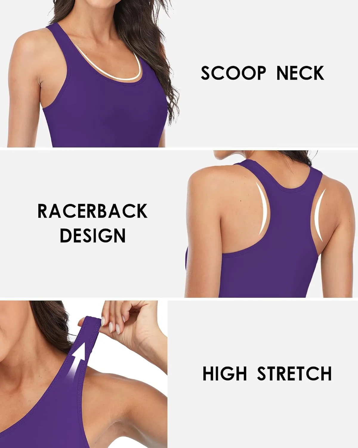 beautyin Women Tank Top with Shelf Bra Racerback Workout Yoga Tops Undershirt