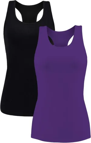 beautyin Women Tank Top with Shelf Bra Racerback Workout Yoga Tops Undershirt