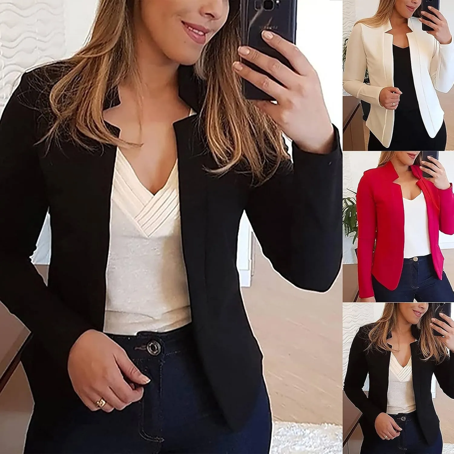 Blazer Jackets for Women Fashion Dressy Open Front Cardigan Jacket Casual Long Sleeve Work Office Suit Jacket
