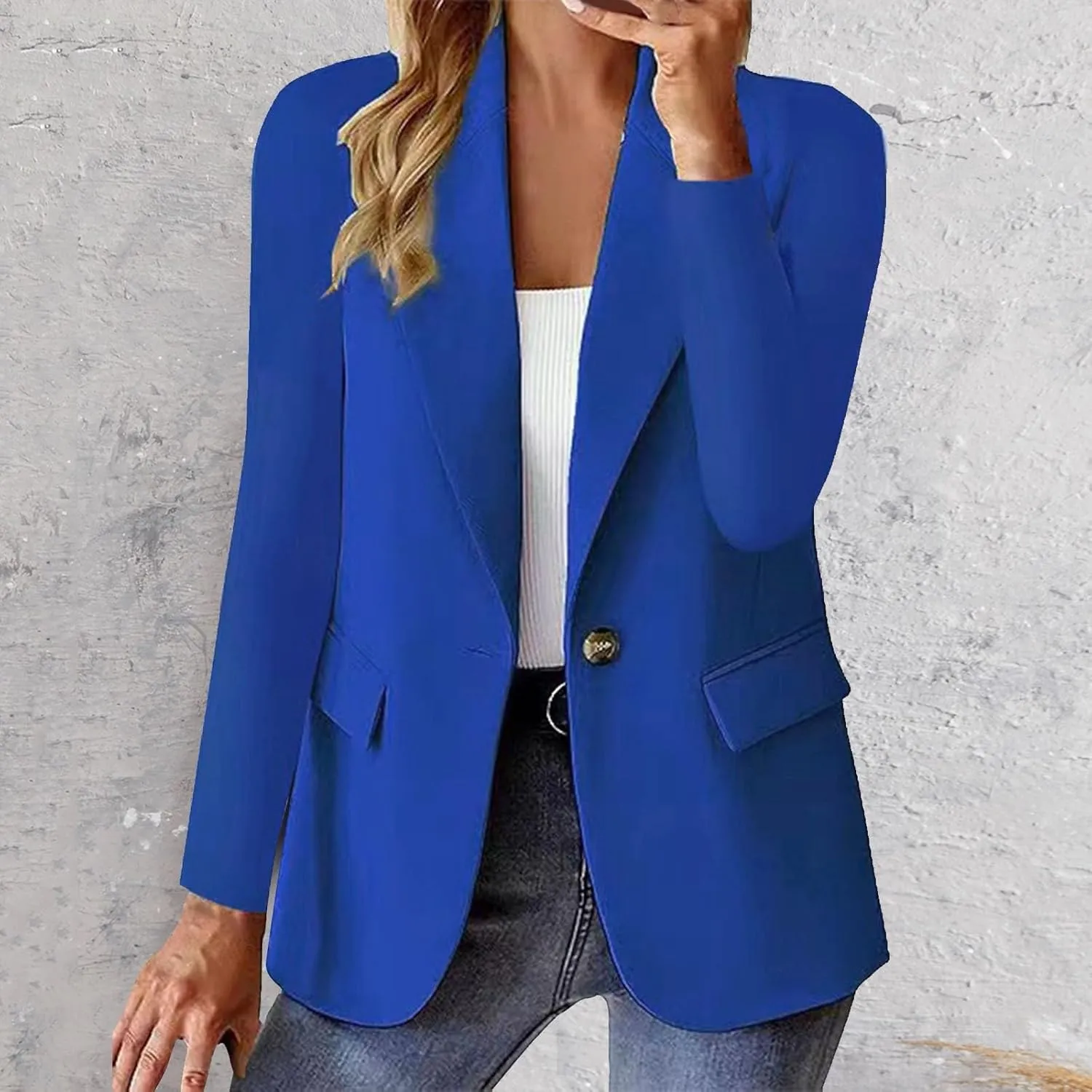 Blazers for Women 2025 Trendy Business Casual Jackets with Pockets Long Sleeve Lapel Office Blazer Outerwear
