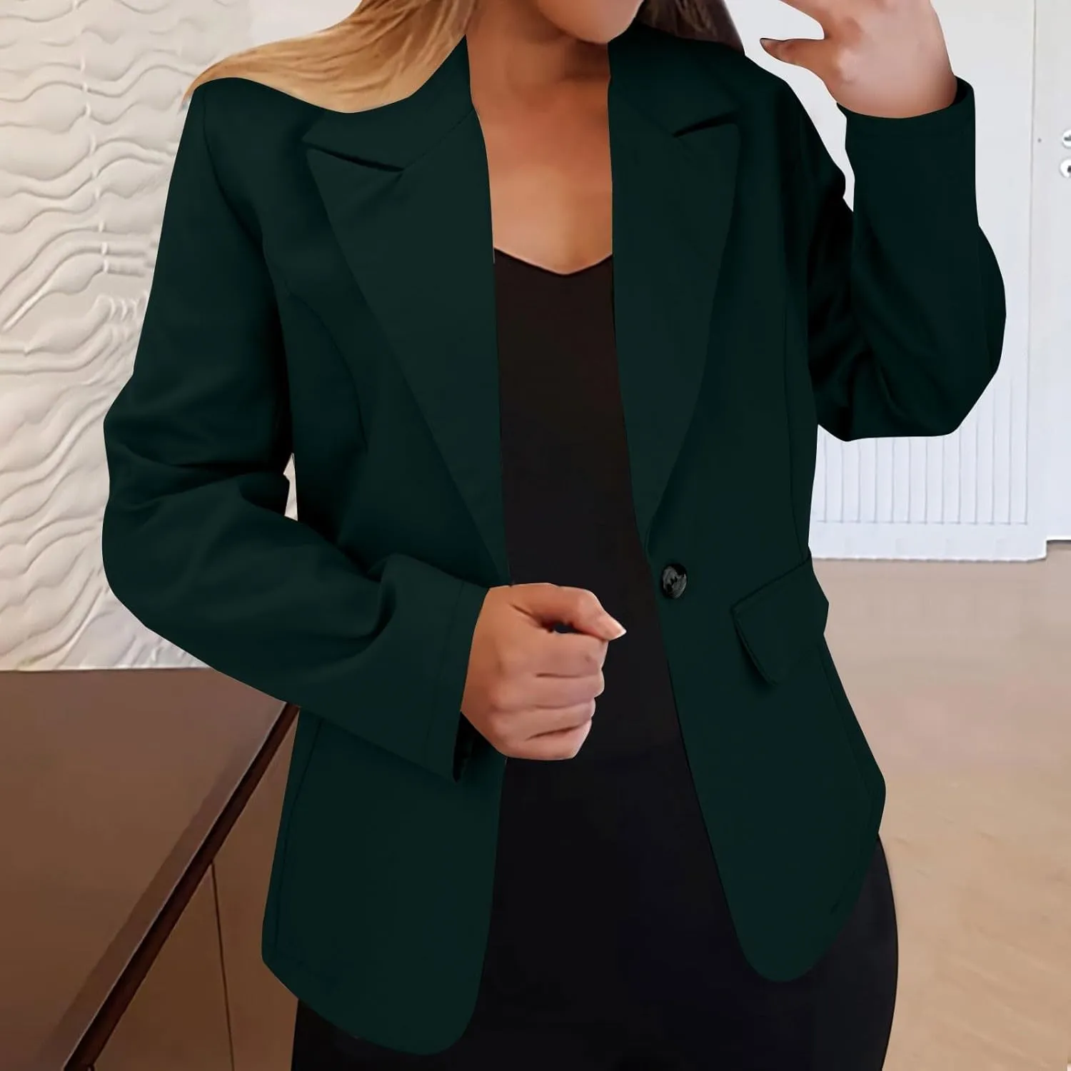 Blazers for Women 2025 Trendy Business Casual Jackets with Pockets Long Sleeve Lapel Office Blazer Outerwear