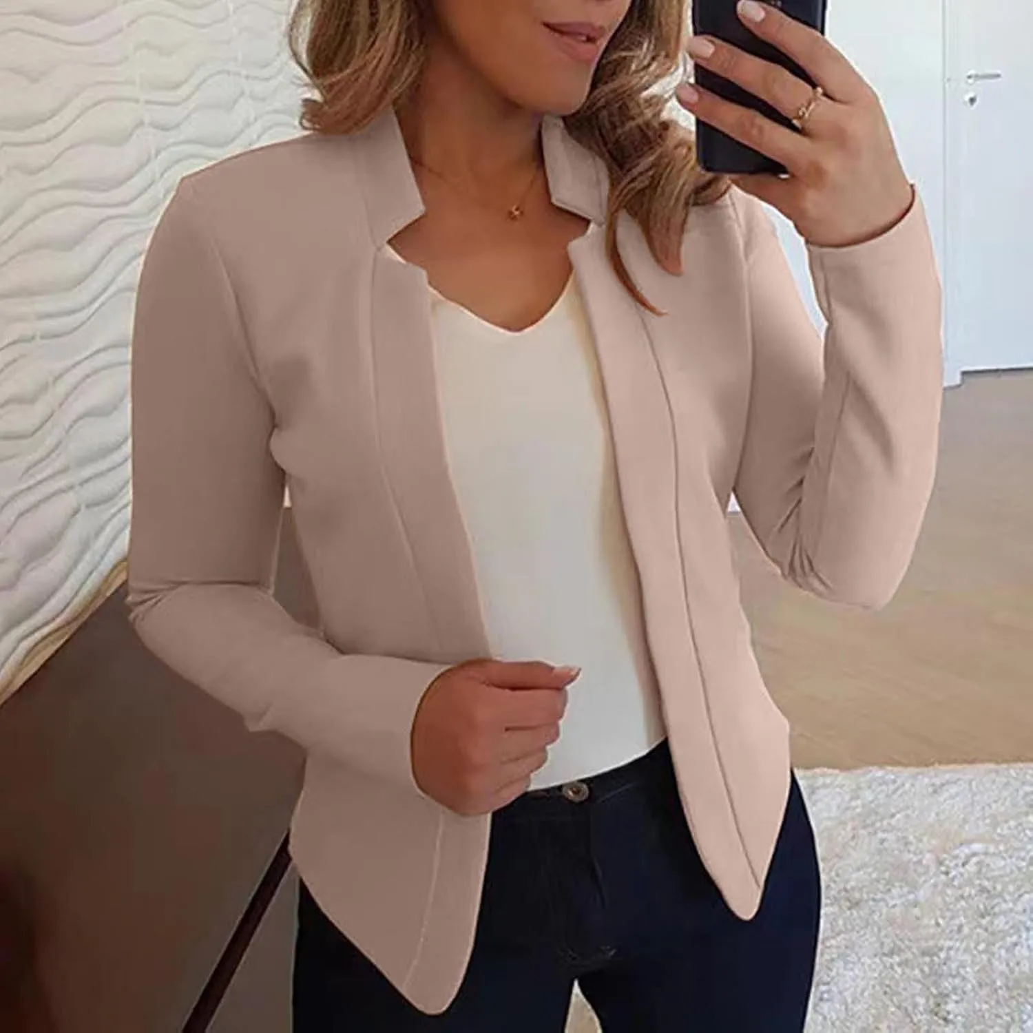 Blazers for Women Business Casual Long Sleeve Open Front Blazer Work Blazers for Office Casual Fall Cardigan Blazer