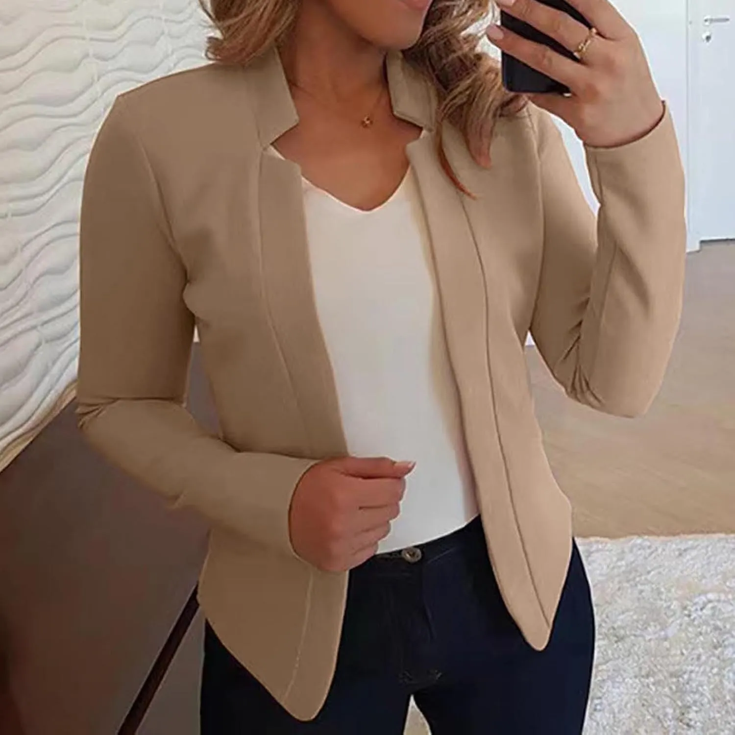 Blazers for Women Business Casual Long Sleeve Open Front Blazer Work Blazers for Office Casual Fall Cardigan Blazer