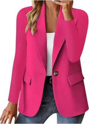 Blazers for Women Casual Open Front Button Jackets Solid Lapel Suite Jacket 2025 Trendy Outerwear with Pockets