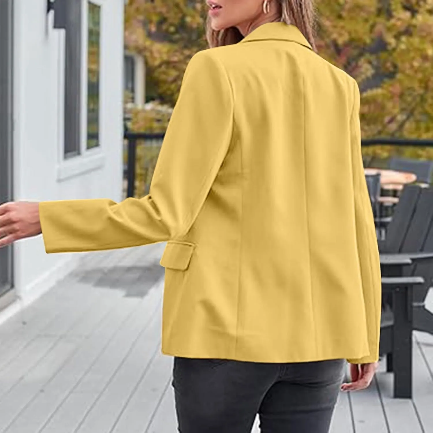 Blazers for Women Dressy Casual Open Front Long Sleeve Work Office Suit Jackets Elegant Button Lapel Business Blazer