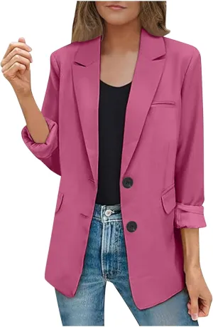 Blazers for Women Dressy Casual Open Front Long Sleeve Work Office Suit Jackets Elegant Button Lapel Business Blazer