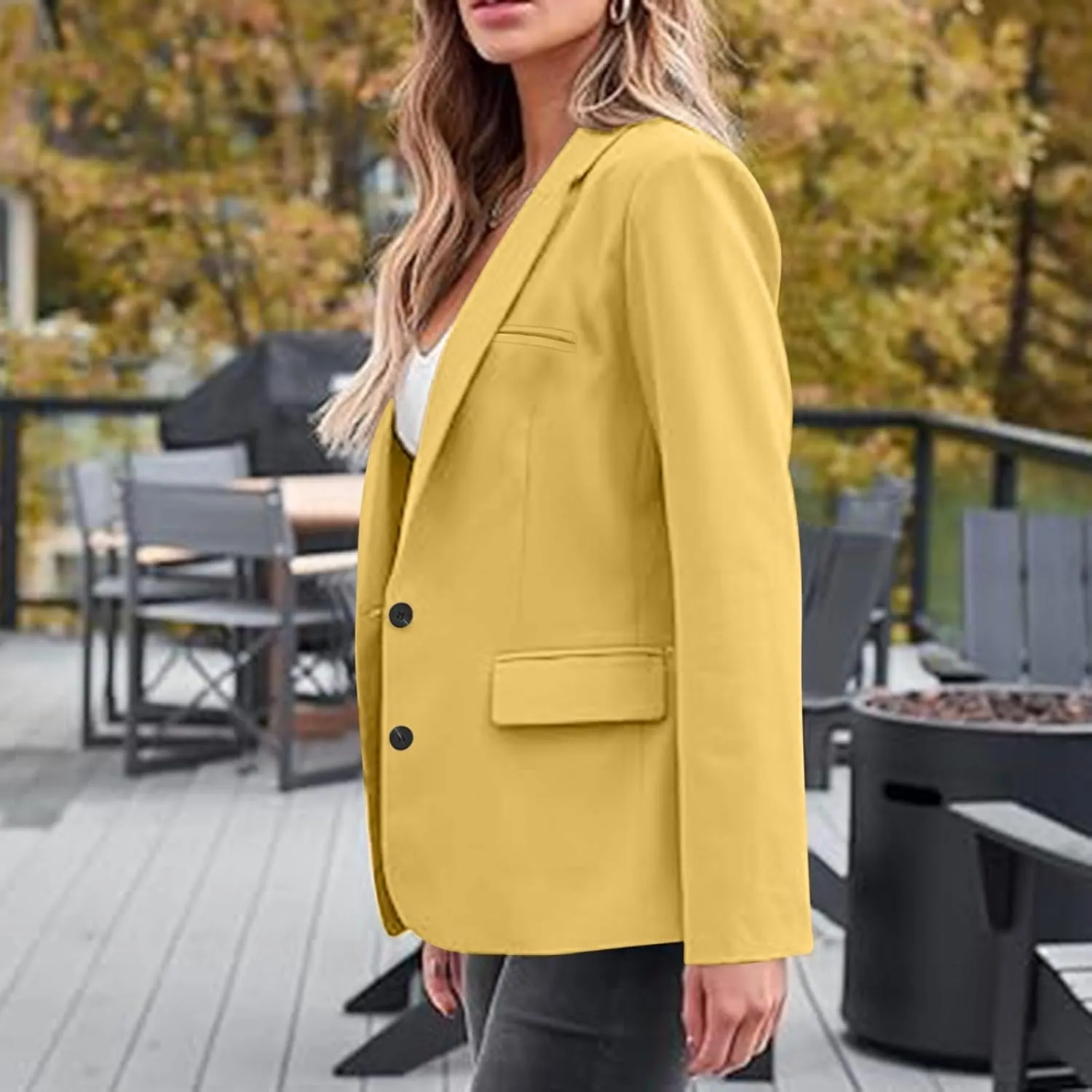 Blazers for Women Dressy Casual Open Front Long Sleeve Work Office Suit Jackets Elegant Button Lapel Business Blazer
