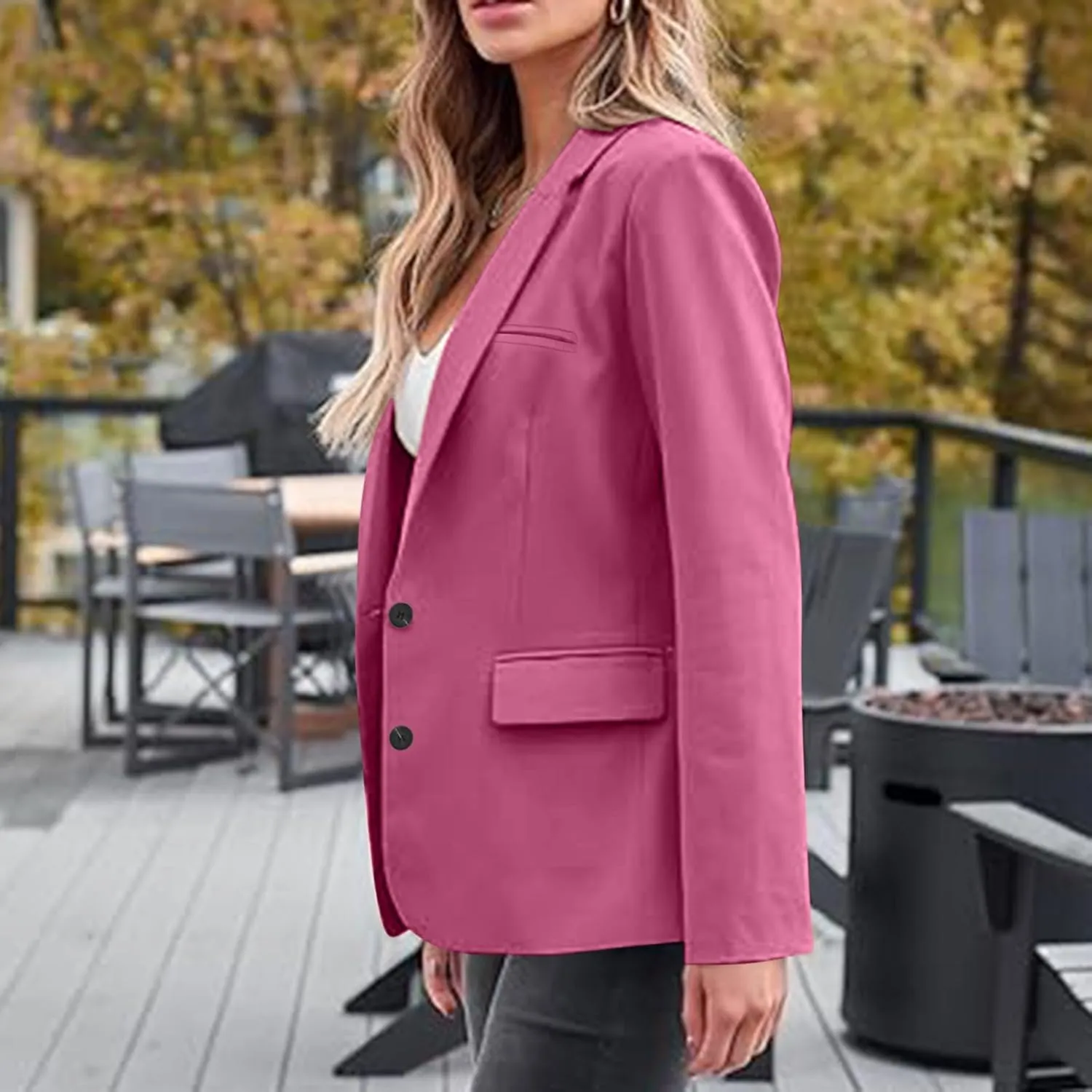 Blazers for Women Dressy Casual Open Front Long Sleeve Work Office Suit Jackets Elegant Button Lapel Business Blazer