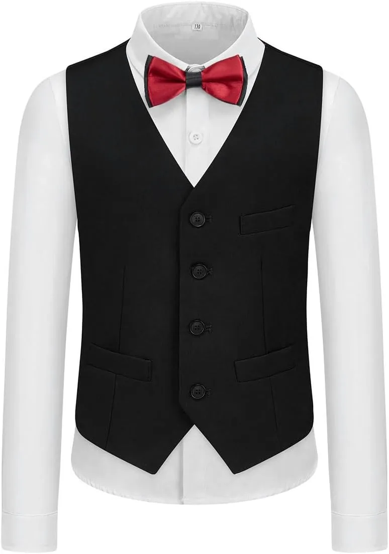 Boys Suits 3 Piece Formal Kids Tuxedo Suits for Boys Slim Fit Casual Ring Bearer Outfit with Blazer Jacket Pants and Vest