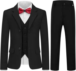 Boys Suits 3 Piece Formal Kids Tuxedo Suits for Boys Slim Fit Casual Ring Bearer Outfit with Blazer Jacket Pants and Vest