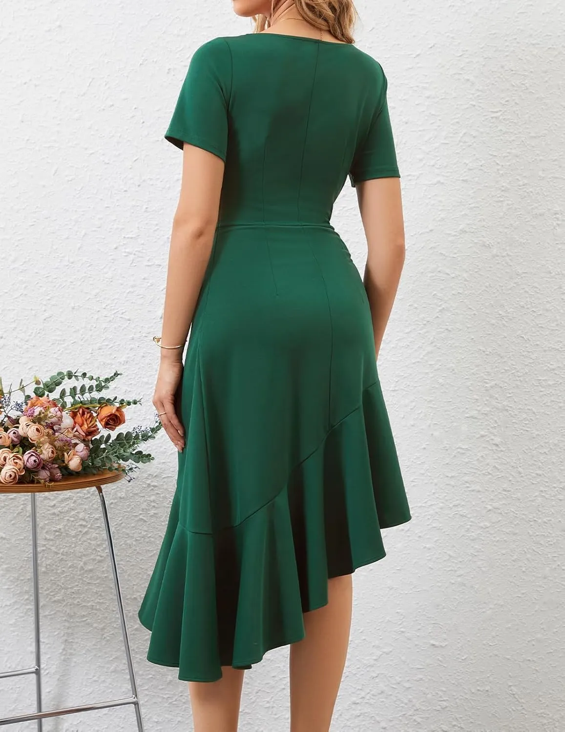 Bridesmay Women's Cocktail Party Dresses with Sleeves Square Neck Ruffle Hem Graduation Prom Dress 2025