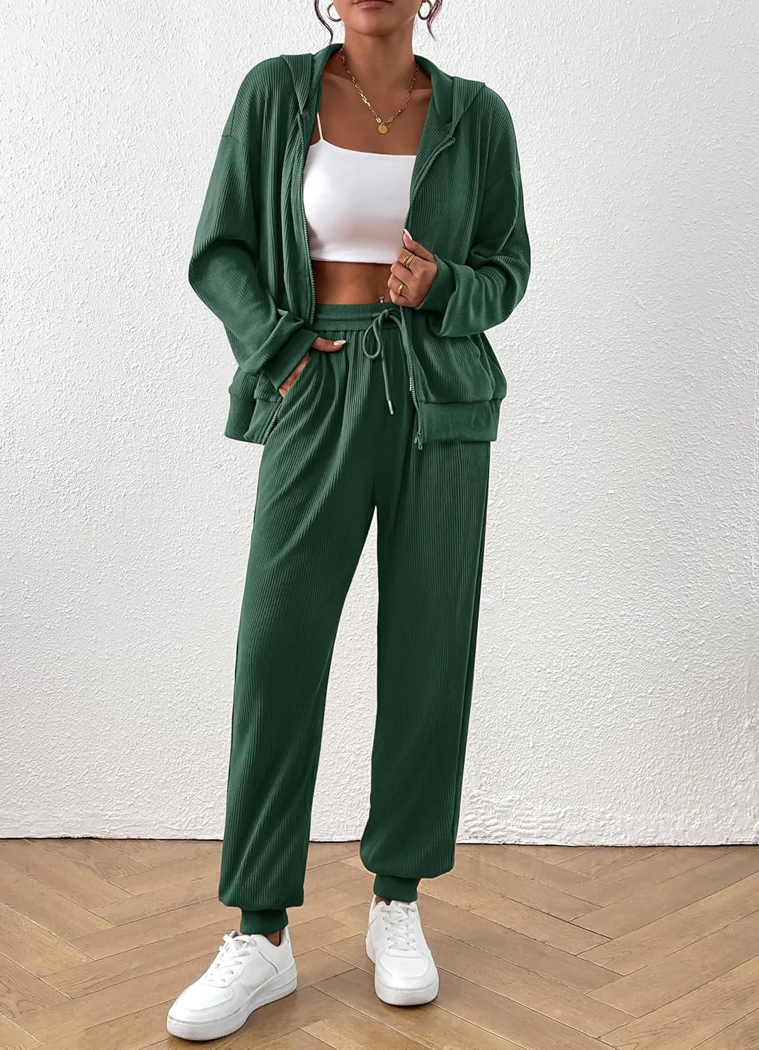 BTFBM Women 2 Piece Outfits 2025 Fall Sweatsuit Sets Zip Up Hoodie Sweatpants Tracksuit Lounge Matching Set