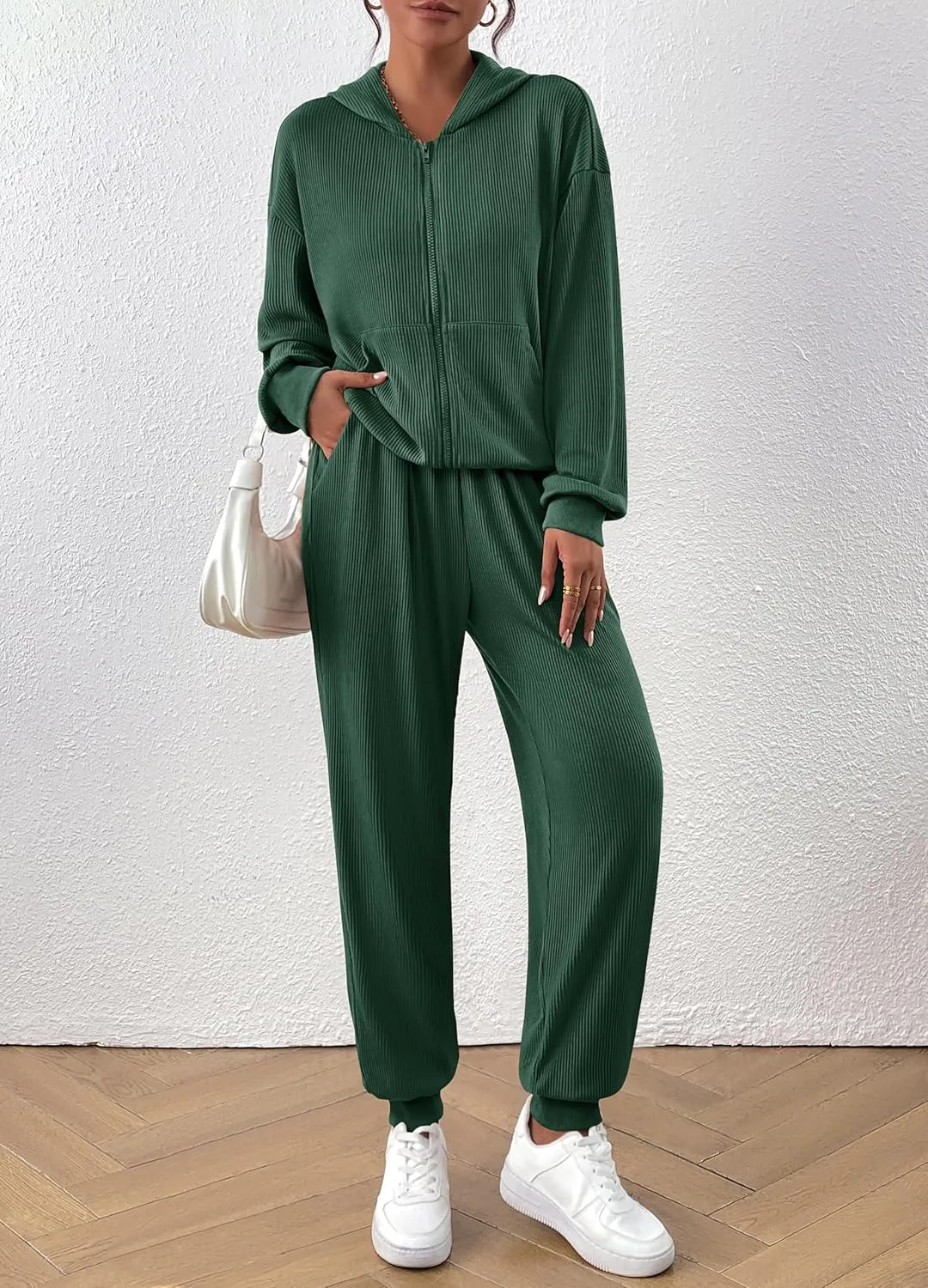BTFBM Women 2 Piece Outfits 2025 Fall Sweatsuit Sets Zip Up Hoodie Sweatpants Tracksuit Lounge Matching Set