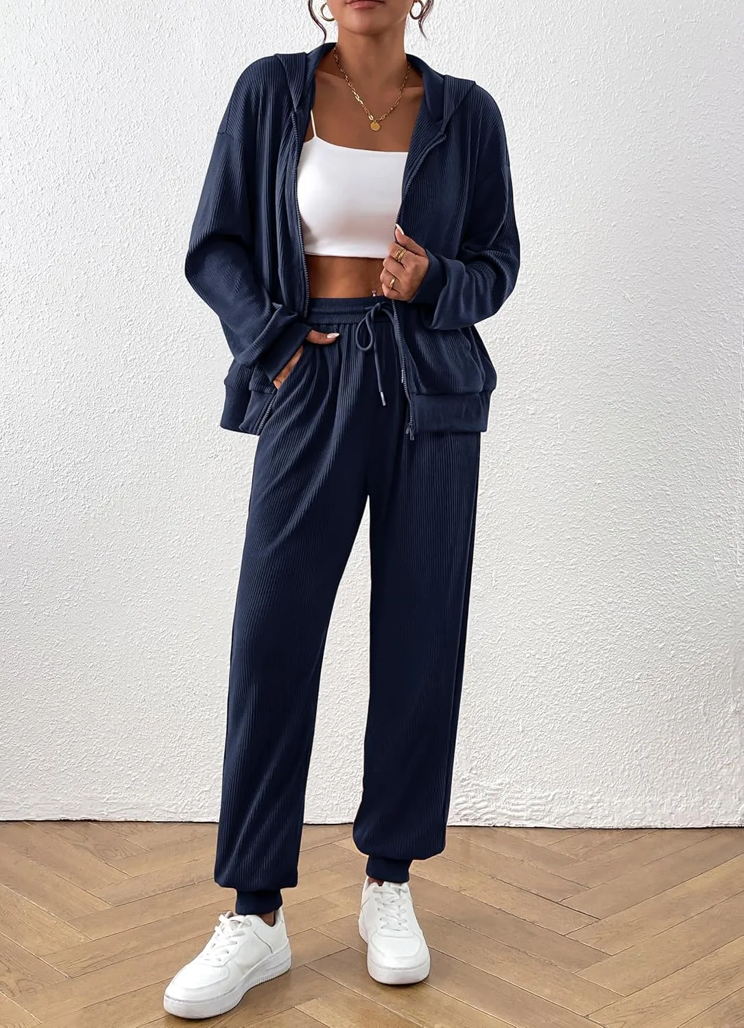 BTFBM Women 2 Piece Outfits 2025 Fall Sweatsuit Sets Zip Up Hoodie Sweatpants Tracksuit Lounge Matching Set
