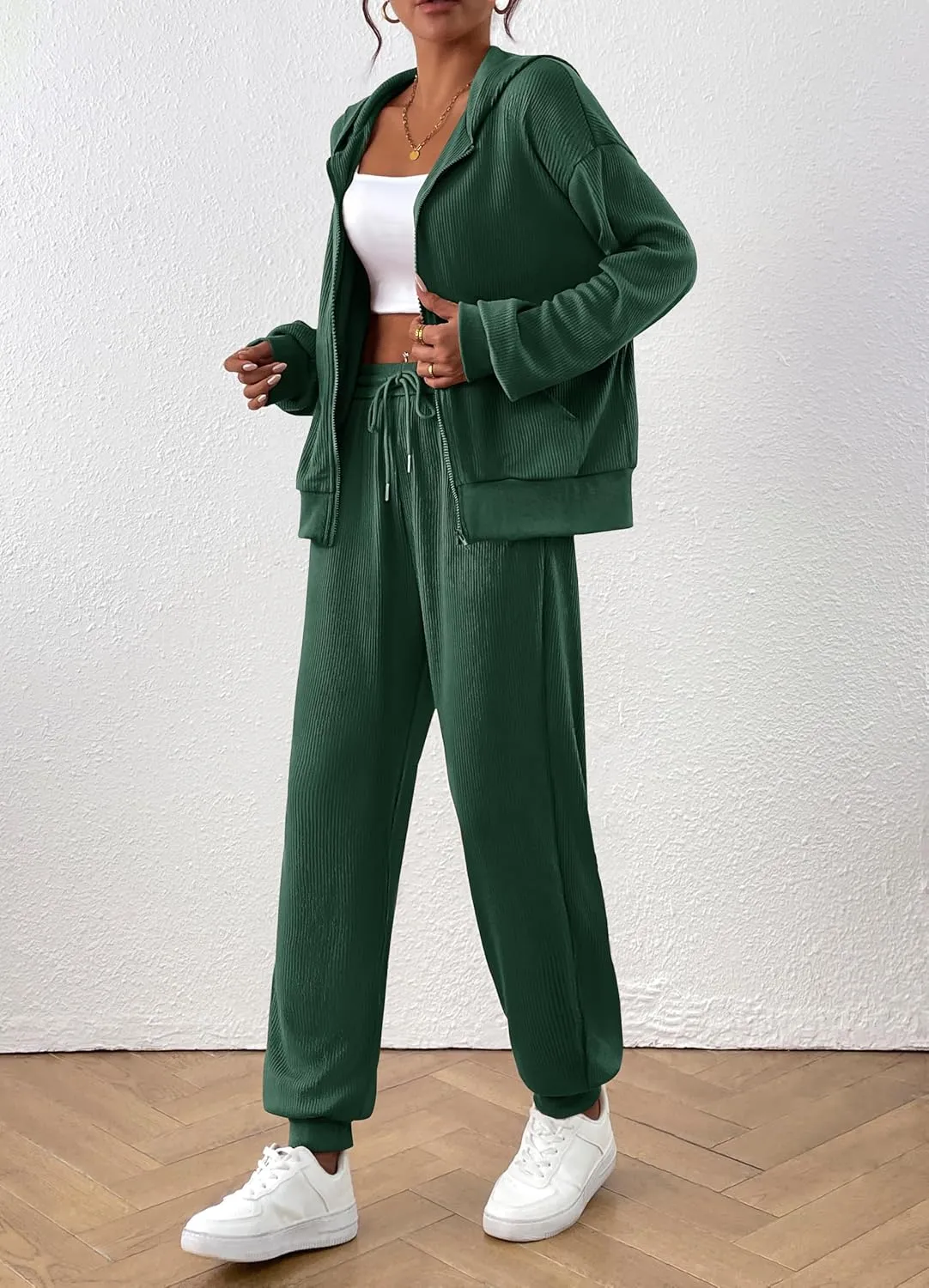 BTFBM Women 2 Piece Outfits 2025 Fall Sweatsuit Sets Zip Up Hoodie Sweatpants Tracksuit Lounge Matching Set