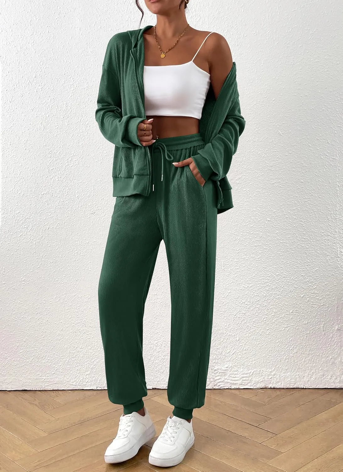 BTFBM Women 2 Piece Outfits 2025 Fall Sweatsuit Sets Zip Up Hoodie Sweatpants Tracksuit Lounge Matching Set