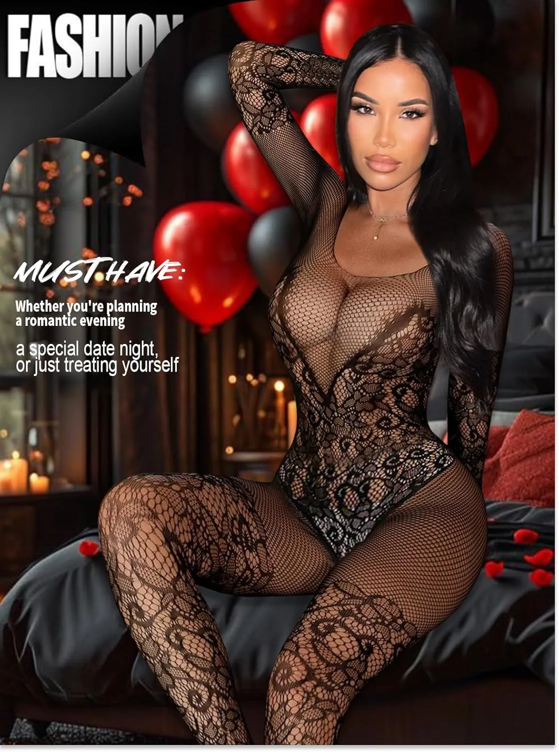 Buitifo Womens Fishnet Bodystocking Plus Size Crotchless Bodysuit Sexy Tights Soft Nightwear Lingerie