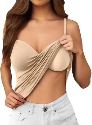 Camisole Tops for Women with Built in Bra Spaghetti Strap Workout Yoga Shirt Camis Tank Top Layer Padded Bra