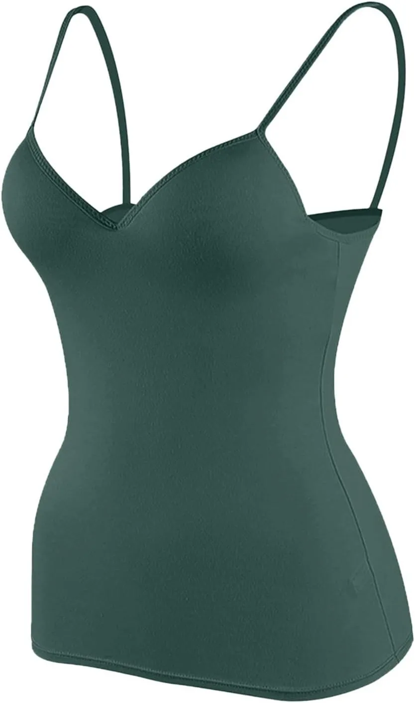 Camisole Tops for Women with Built in Bra Spaghetti Strap Workout Yoga Shirt Camis Tank Top Layer Padded Bra