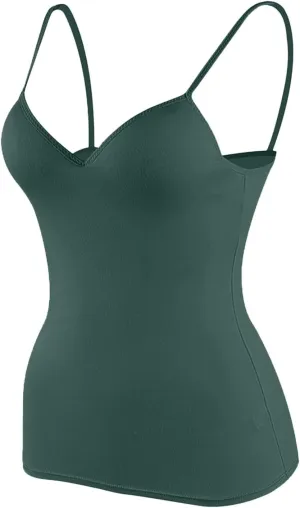 Camisole Tops for Women with Built in Bra Spaghetti Strap Workout Yoga Shirt Camis Tank Top Layer Padded Bra