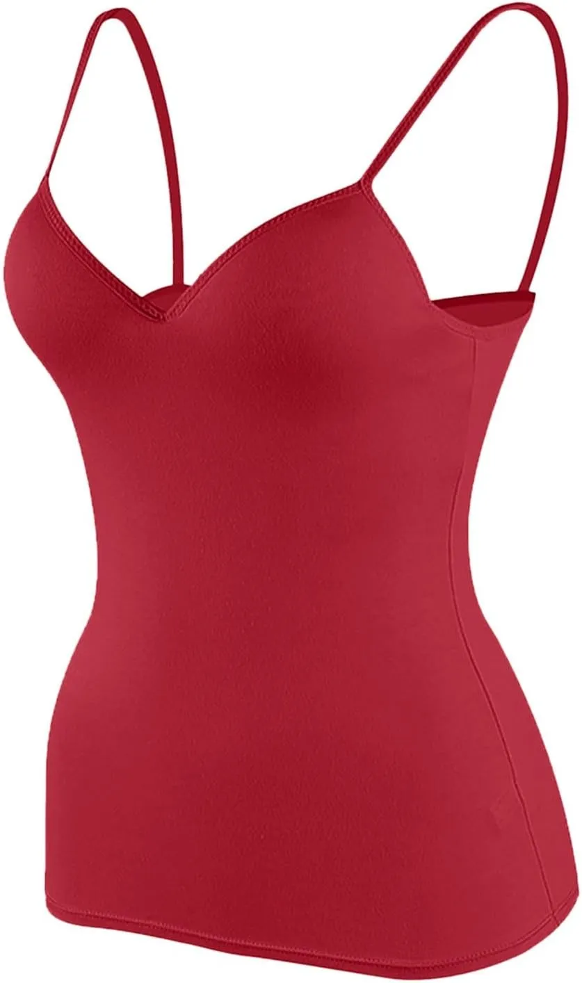 Camisole Tops for Women with Built in Bra Spaghetti Strap Workout Yoga Shirt Camis Tank Top Layer Padded Bra